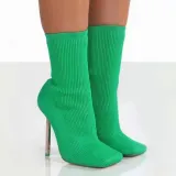 Women Knit Stiletto Pointed Toe Heels Boots