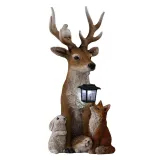 Creative Solar Energy Resin Cute Deer Rabbit Wolf Hedgehog Shape Table Decor Lamp