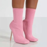 Women Knit Stiletto Pointed Toe Heels Boots