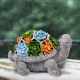 Unique Resin Fleshy Turtle Craft Home Decoration Solar Lawn Lamp