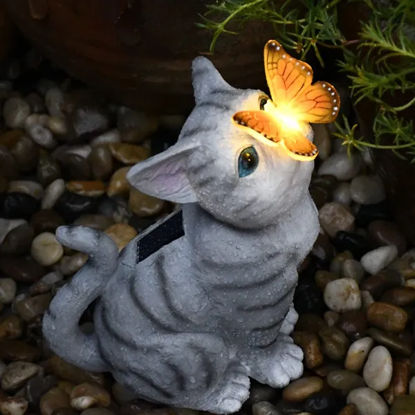 Garden Decoration Courtyard Layout Cute Cat Ornaments Solar Light