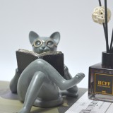 Figurine Best Gift Animal Lover Decor For Cat Peron Cat Reading Books