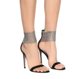 Tassel Diamonds Rhinestone Black Ankle Stiletto Heels Pumps Sandal Shoes