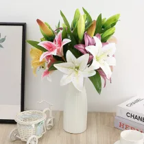 Home Garden Artificial Lily Flower Room Vase Decoration