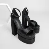 Satin Peep Toe Platform Pumps High Heels Sandals Shoes