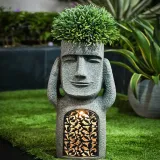 Decorative Garden Look Listen Speak Lighting Stone Man Shaped Flower Pot