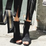 Open Toe Knitting Sexy Heels Boots