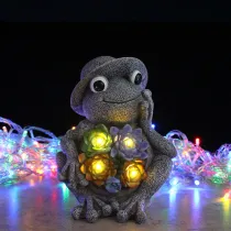Solar Succulent Frog Resin Animal Night Light Courtyard Garden Landscape Decoration
