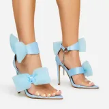 Satin Bowknot Pointy Toe Chain Formal High Stiletto Heel Sandal