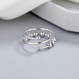 Silver Adjustable Anti Anxiety Beaded Spinner Rings Stacking Spinning Worry Ring