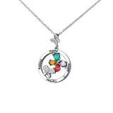 DIY Round Butterfly Birthstones Necklace with Name Engraved Custom Gift For Mom Friends