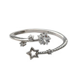 Hollow Out Star Silver Chain Diamond Ring Jewelry Gifts