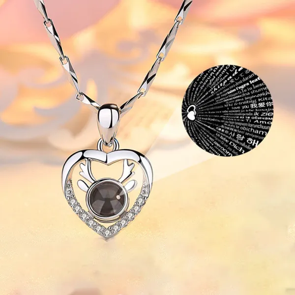 100 languages I love you Antlers Heart-shaped Clavicle Chain Necklace Jewelry