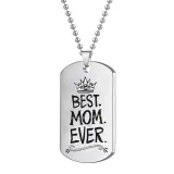 2PCS Mothers Day Gift Best Mom Stainless Steel Letter Keyring Necklace Pendant for Mom