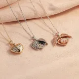 Hollow Out Opened I Love You Heart Necklace with Picture Color Printing Custom Gift