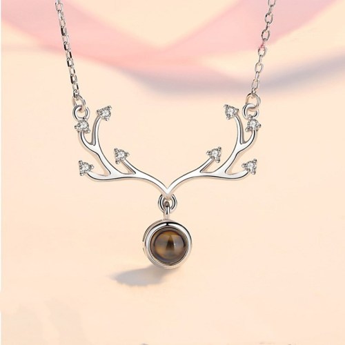 100 languages I love you Antlers Clavicle Chain Necklace Jewelry
