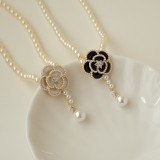 3PCS Pearl Jewelry Flower Necklace Brooch and Earrings Set Mom Gift For Mother's Day