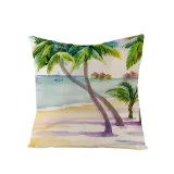 4PCS Home Cotton Decorative Hello Summer Throw Pillow Case Cushion Covers For Sofa Couch Bed Chair