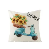 4PCS Home Cotton Decorative Hello Summer Throw Pillow Case Cushion Covers For Sofa Couch Bed Chair