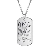 2PCS Mothers Day Gift Best Mom Stainless Steel Letter Keyring Necklace Pendant for Mom