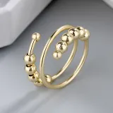Silver Adjustable Anti Anxiety Beaded Spinner Rings Stacking Spinning Worry Ring