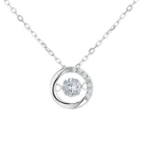 Sterling Silver Zircon Diamond Beating Heart Pendant Chain Jewelry Necklace