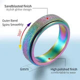 Spinner Fidget Stainless Steel Ring for Fidget Ring Anxiety Stress Relief