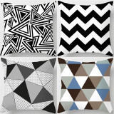 4PCS Yellow Geometric Home Cotton Decorative Throw Pillow Case Cushion Covers
