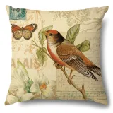 4PCS Home Cotton Decorative Spring Flower and Butterfly Throw Pillow Case Cushion Covers For Sofa Couch Bed Chair