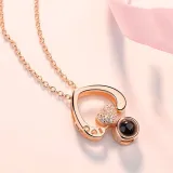 100 languages I love you Heart Zircon Diamonds Chain Necklace Jewelry