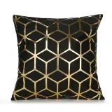 4PCS Home Cotton Decorative Gold Blocking Throw Pillow Case Cushion Covers For Sofa Couch Bed Chair