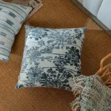 Floral Cut Pile Fabric Pillow Cover Embossed Stripes Throw Pillows Case