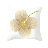4PCS Home Cotton Decorative Gold Leaves Throw Pillow Case Cushion Covers For Sofa Couch Bed Chair