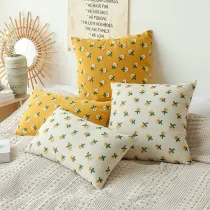 Touched Soft Daisy Pattern Bohemian Style Cushion Cover Plush Cotton Pillow Covers Sofa Decorative Throw Pillow Case