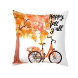 Maple Leaf Bicycle Print Thanksgiving Pillowcase Peach Skin Pillowcase