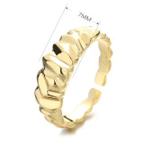 Gold Rretro Wide Opening Adjustable Irregular Chain Ring Gifts