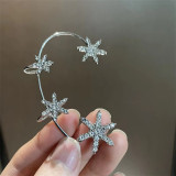 Zircon Diamond Snowflake Ear Clips Loops Earrings