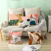4PCS Home Cotton Decorative Red Graffiti Printing Throw Pillow Case Cushion Covers For Sofa Couch Bed Chair