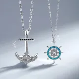Zircon Rudder Anchor Sterling Silver Lover In Navigate Pendant Chain Jewelry Necklace