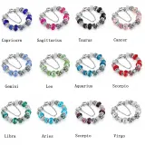 Women's 12 Constellations Crystal Beads Silver Bracelet Chain Charm Jewelry