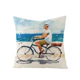 4PCS Home Cotton Decorative Hello Summer Throw Pillow Case Cushion Covers For Sofa Couch Bed Chair