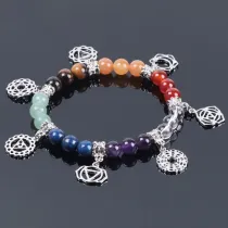 Rainbow Natural Stone Seven Chakra Small Commodities Classic Yoga Symbol Jewelry Bracelet