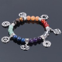 Rainbow Natural Stone Seven Chakra Small Commodities Classic Yoga Symbol Jewelry Bracelet