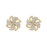 Gold Sunflower Clover Windmill Rotating Opening Ring Necklace Earring Jewelry Set