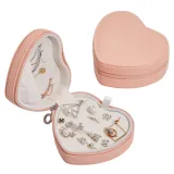 Heart Zipper Type PU Leather Jewelry Box For Girls and Women
