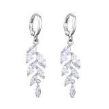 2PCS Leaf Diamond Earring Necklace Jewelry Set Crystal Gift For Women Girls