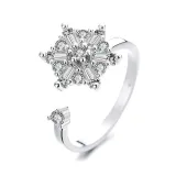 Zircon Diamonds Anxiety Stainless Steel Spinner Relieveing Ring Flower Butterfly Jewelry Rings