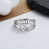 Silver Adjustable Anti Anxiety Rings Fidget Spinner Band Adjustable Stacking Spinning Worry Ring
