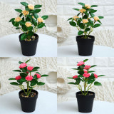 Artificial Plant Potted Rose Flower Green Plant Bonsai Decoration