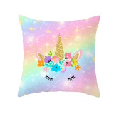 4PCS Rainbow Unicorn Home Cotton Decorative Throw Pillow Case Cushion Covers